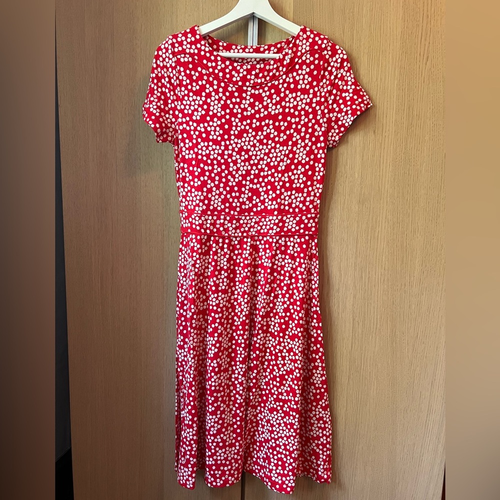 Boden Ava dress, red and white “star” polka dot, size 8R
